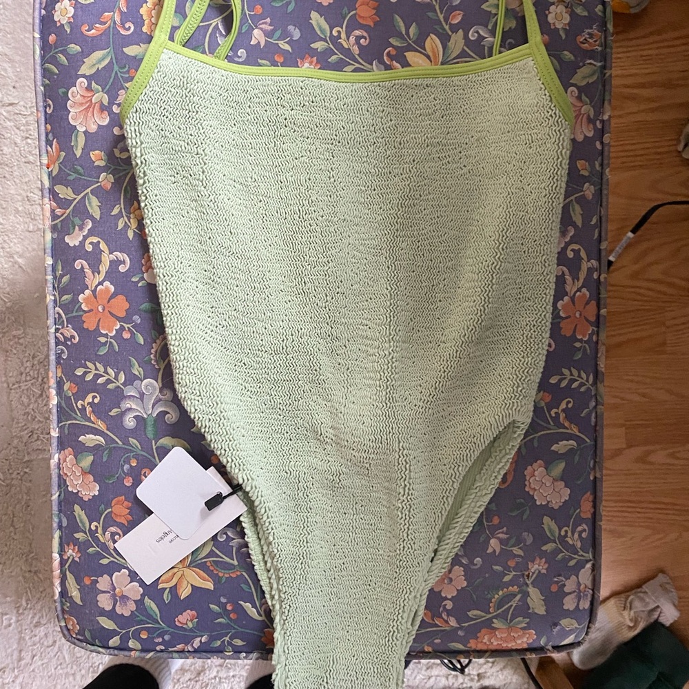 Light Green Textured Swimsuit